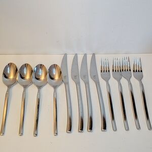 12 PCS Zwilling JA Henckels OPUS Glossy 18/10 Stainless Knives Forks Spoons